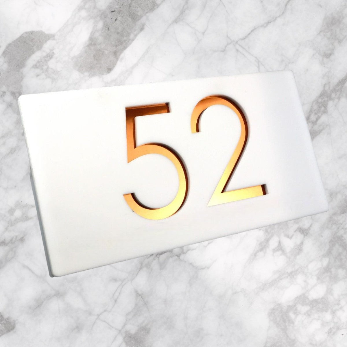 Door Sign يافطة باب , White X Gold Mirror , Number – Usigna